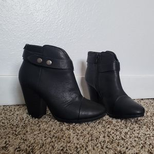 Ana Black Ankle Heeled Booties